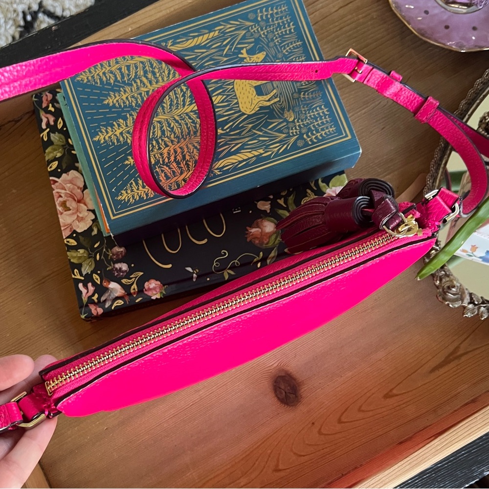 Kate Spade Bright Pink Crossbody Bag with Tassel Accents - Picture 8 of 16